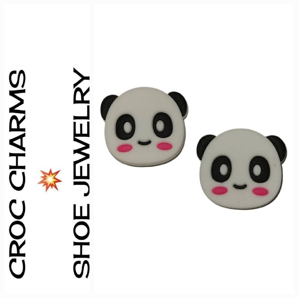 6/$20 Croc Charm 🌟 Panda Bear Face Head Novelty Wild Animal Clog Shoe Jewelry